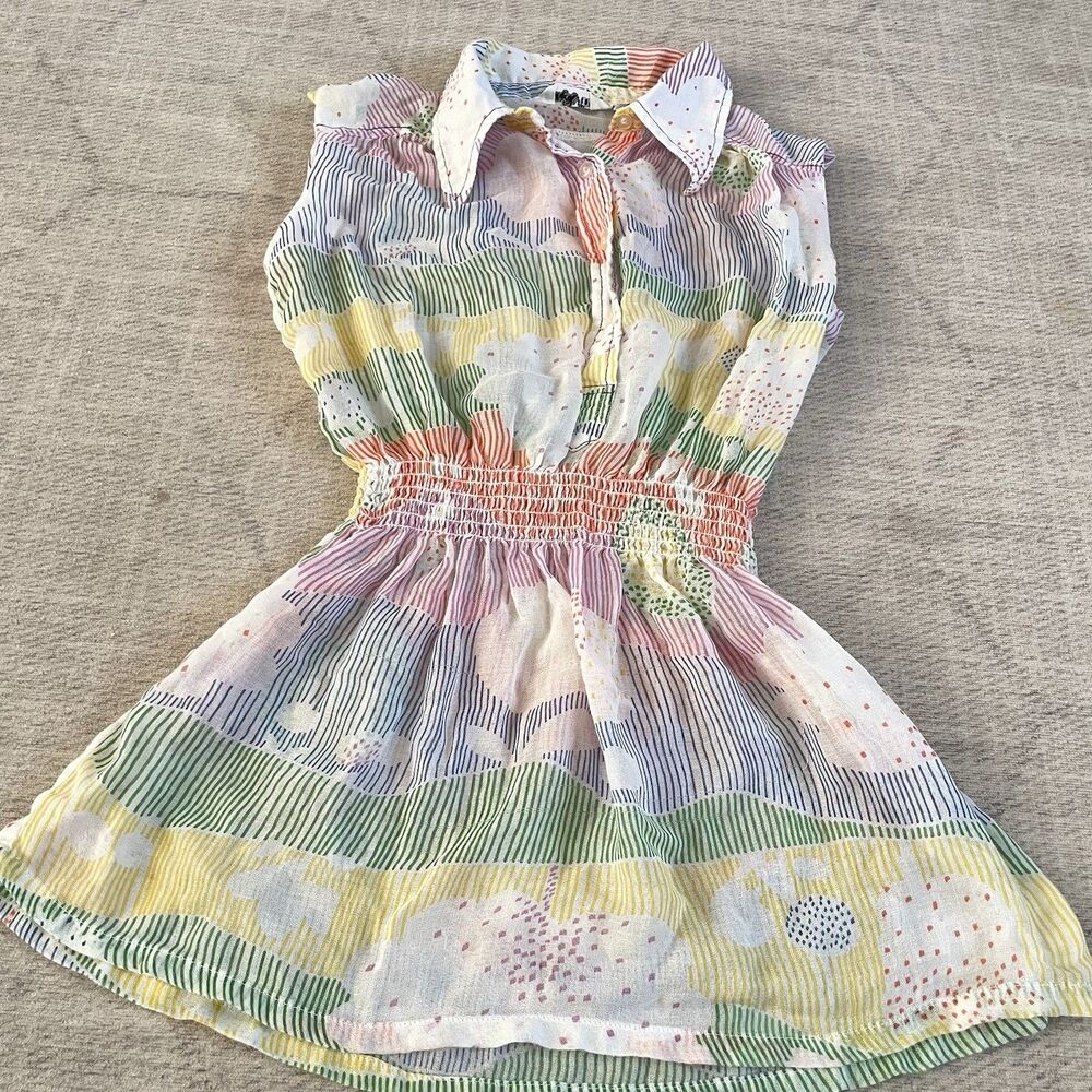 1960s 1970s Emily M. Colorful Vintage Shirt Smocked